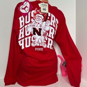 Victoria’s Secret PINK S Logo University of Nebraska Sequin Long-sleeve Shirt